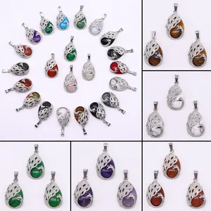 Collana con Pendaglio a Goccia in Pietra Naturale a Forma di Pavone per Gioielli Fai da Te in Rame Galvanizzato
