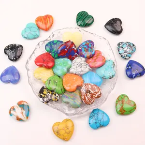 Cuentas de piedras naturales y sintéticas en forma de corazón para joyería DIY
