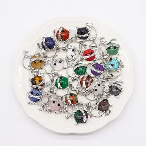 Colgantes de gato en piedras naturales variadas para creación de joyas DIY
