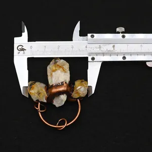 Macro detail of natural citrine quartz cluster pendant showing 42mm measurement size