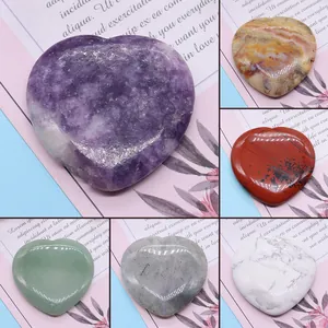 Pierre Polie Naturelle en Forme de Coeur Cristal de Guérison Pierre Précieuse pour Massage Méditation Décoration Maison Pierre de Poche