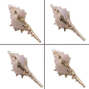 Natuurlijke Schelp Conch Hanger Met Vergulde Rand Voor DIY Sieraden Maken Ketting Accessoires Slakkenhuis Bedels