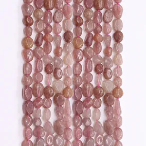 Perles en Vrac en Pierre Naturelle de Quartz Fraise Irrégulière pour Collier Bracelet DIY Accessoires de Fabrication de Bijoux Femmes Rose