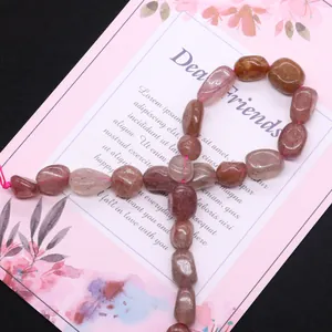Perles irrégulières en quartz fraise naturel pour la création de bijoux DIY et colliers