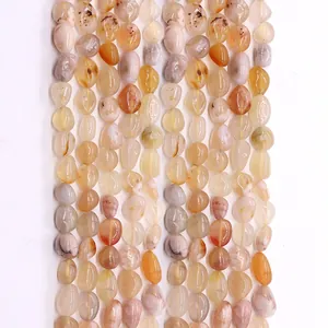 Natural Sakura Agate Natural Stone Irregular Freeform Loose Beads For DIY Jewelry Making Polished Semi Precious Beads