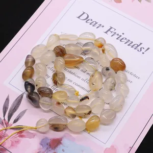 Irregular natural moss agate and ocean stone loose beads for DIY jewelry making
