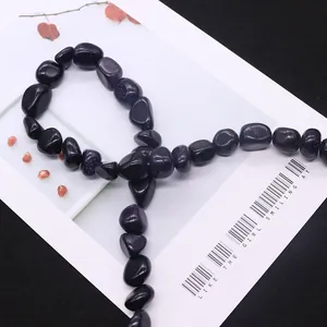 Perles en pierre de sable bleu irrégulières scintillantes pour colliers de bijoux DIY