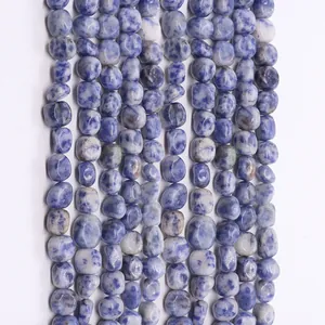 Perles en Vrac de Pierre de Sodalite Naturelle Irrégulière Bleu Blanc Marbré Nugget pour Fabrication de Collier Bracelet Bijoux DIY