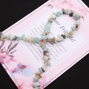 Natural irregular amazonite stone beads for DIY jewelry making on decorative card