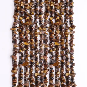Natural Tiger's Eye Stone Irregular Crushed Beads For DIY Jewelry Making Polished Brown Yellow Gemstone Strand For Necklace Bracelet