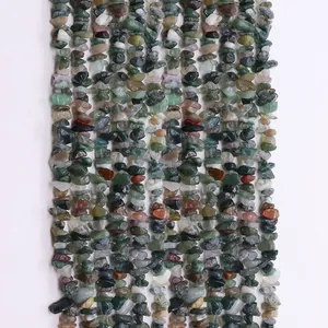 Natural Stone Irregular India Agate Chips Loose Beads DIY Jewelry Making Accessories Polished Moss Agate Strands For Craft Projects