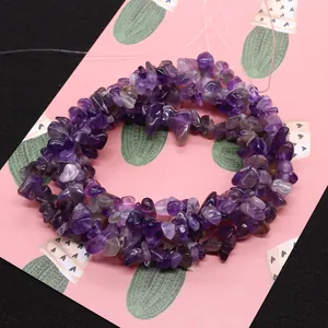 Irregular amethyst chip beads necklace for DIY jewelry making with natural purple stones