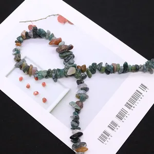 Natural irregular Indian Agate stone beads in forest green and ochre for DIY jewelry