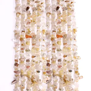 Pierres de Quartz Rutilé Naturelles Irrégulières Perles en Vrac Cristal Cheveux d'Or Perles de Gravier pour la Fabrication de Bijoux DIY