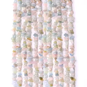 Natural Stone Irregular Chips Beads Macaron Color Morganite Polished Loose Beads For DIY Necklace Bracelet Jewelry Making Accessories
