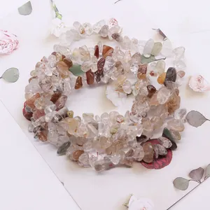 Natural gold rutilated quartz irregular stone beads for DIY handmade jewelry crafts