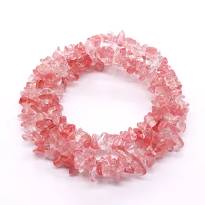 Unregelmäßige Wassermelonen-Kristallperlen in Rosa für DIY Schmuckherstellung und Basteln