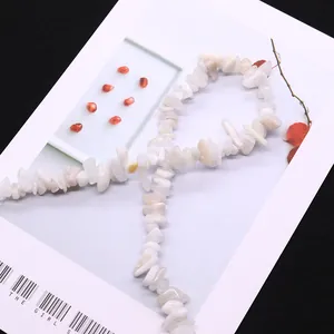 Irregular natural moonstone chips for DIY necklaces with white semi-transparent beads
