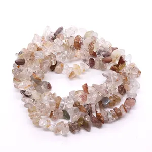 Natural irregular rutilated quartz crystal beads for DIY jewelry making and crafts