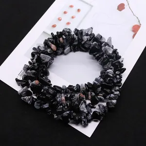 Natural snowflake obsidian irregular tumbled stone beads for DIY jewelry making