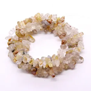 Perles irrégulières en quartz rutilé doré naturel pour la création de bijoux DIY