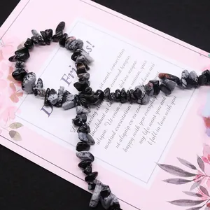 Natural snowflake stone irregular chips beads for DIY jewelry making on card
