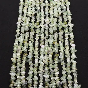 Natural Prehnite Irregular Crushed Stone Beads Translucent Light Green Natural Stone Loose Beads Strand For DIY Jewelry Making Accessories