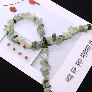 Natural irregular prehnite stone beads for DIY jewelry making in translucent light green