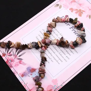 Irregular natural rhodonite stone beads for DIY jewelry making in pink and black hues