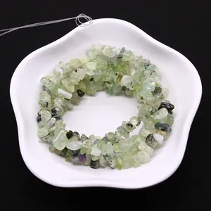 Polished irregular green prehnite stone beads for DIY jewelry making and beading