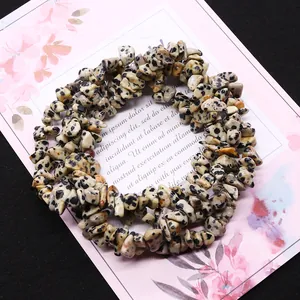 Pulseras de cuentas de jaspe dálmata natural para la creación de joyas artesanales
