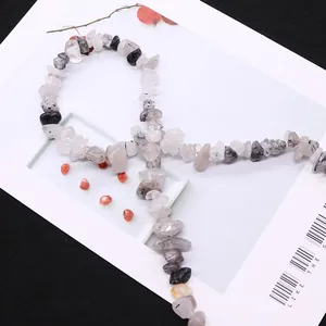 Irregular natural black rutilated quartz chips beads for DIY jewelry making