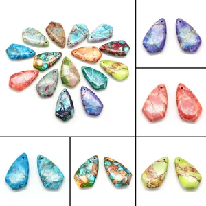 Natural Imperial Jasper Teardrop Pendant Synthetic Turquoise Water Drop Charms For DIY Jewelry Making Necklaces Earrings Accessories
