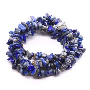 Halskette aus blauen Lapislazuli-Natursteinen für DIY-Schmuckherstellung