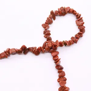 Irregular natural goldstone chips beads for DIY jewelry with sparkling brown texture