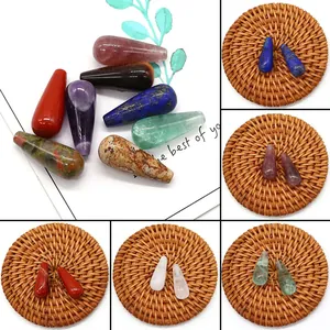 Natural Stone Teardrop Beads Tiger Eye Amethyst Rose Quartz Water Drop Loose Beads For DIY Jewelry Making Accessories