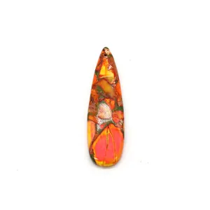 Detailed view of colorful teardrop natural stone pendant with intricate marbled texture