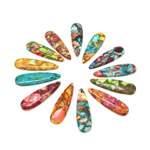 Water-drop mosaic natural stone pendants in vibrant colors for DIY necklace jewelry making