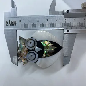Λεπτομέρεια μενταγιόν κουκουβάγια 48mm από κοχύλι με ασημί παχύμετρο ακριβείας