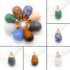 Natuursteen Traanvorm Hanger Alleen Zonder Ketting Voor DIY Sieraden Maken Tijgeroog Rozenkwarts Labradoriet Hangers
