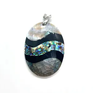 Pendente ovale a mosaico in madreperla e abalone per la creazione di gioielli fai da te