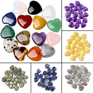 Natural Stone Heart Shaped Polished Beads Amethyst Rose Quartz Lapis Lazuli DIY Jewelry Making Healing Crystal Accessories