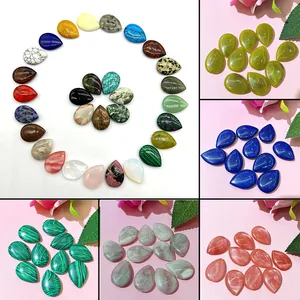 Natural Stone Teardrop Cabochon Agate Crystal Polished Flatback Loose Beads For DIY Jewelry Making Crafts Earrings Pendant