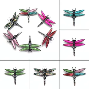 Vintage Alloy Dragonfly Brooch With Natural Abalone Shell Inlaid For Women Men Clothing DIY Jewelry Accessories Brooches