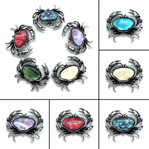 Vintage Legierung Krabbe Brosche Mit Natürlicher Abalone Muschel Anhänger Schmuck Zubehör Für Party Hochzeit Damen Herren