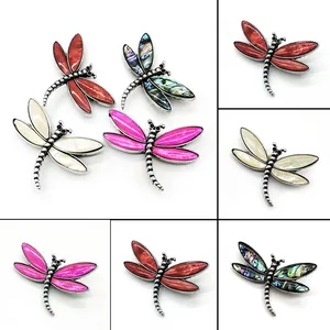 Spilla Vintage a Forma di Libellula in Conchiglia Naturale per Donna Spilla Animale in Lega con Intarsio di Conchiglia di Abulone Regalo Gioielli per Matrimonio