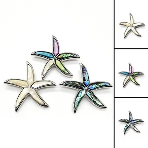 Natürliche Muschel Seestern Brosche Anhänger Legierung Versilbert Seestern Pin Für Damen DIY Schmuck Zubehör Hochzeit Party