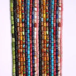 Natural Imperial Jasper Synthetic Turquoise Cylinder Tube Loose Beads For DIY Jewelry Making Necklaces Bracelets Accessories
