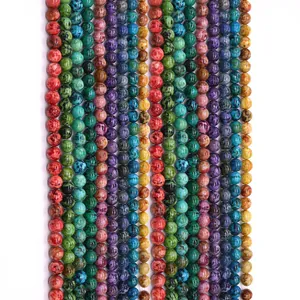 Pietra Imperiale Turchese Sintetico Perline Sciolte Tonde per Produzione Gioielli Fai da Te Collana Braccialetto