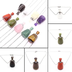 Naturstein Ätherisches Öl Parfüm Flasche Anhänger Halskette Für Damen Herren Edelstahl O-Kette Aromatherapie Diffusor Schmuck